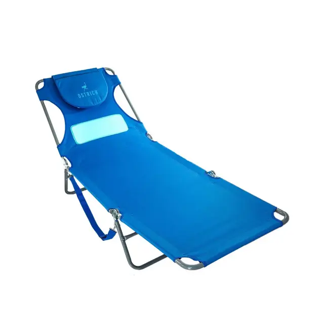Ostrich Ladies Comfort Lounger with Chest Support, Portable Reclining Outdoor Patio Beach Lawn Camping Pool Tanning Chair, Ocean Blue