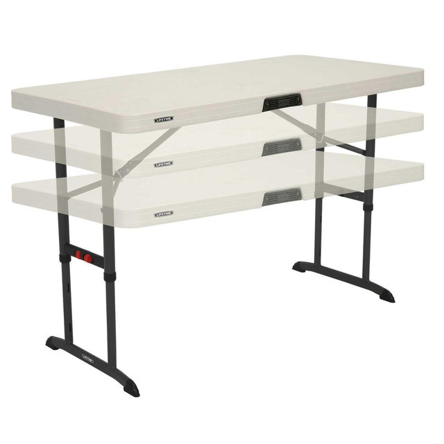 Lifetime 4' Adjustable Height Commercial Grade Table, White