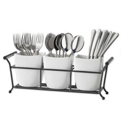 B. Smith 4-Piece Flatware Caddy in White