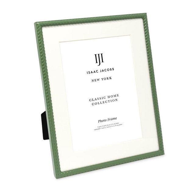 Isaac Jacobs 5x7 Green Metal Rope Border Picture Frame, Horizontal & Vertical for Tabletop and Wall Display, Home Decor, Metal Frame (5x7, Green)