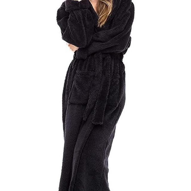 Alexander Del Rossa Women's Warm Fleece Robe with Hood, Long Plush Bathrobe