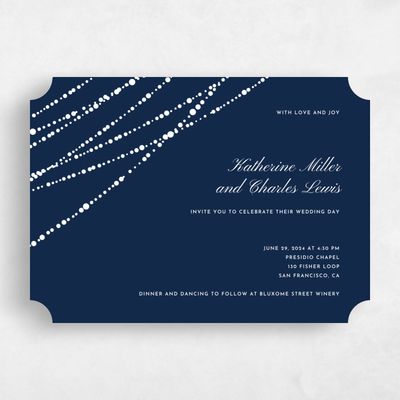 Blue Ticket Wedding Invitation - Moonlight Landscape
