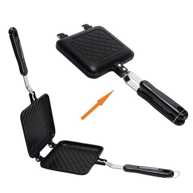 GEZICHTA Grilled Sandwich Panini Maker Mini Waffle Maker Panini Hot Sandwich Maker Pan Nonstick Double Sided Frying Pan Home Kitchen Breakfast Machine