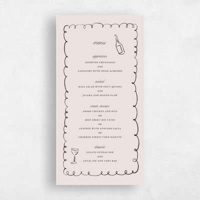 Light Mauve, Pink Wedding Menu - Colmar