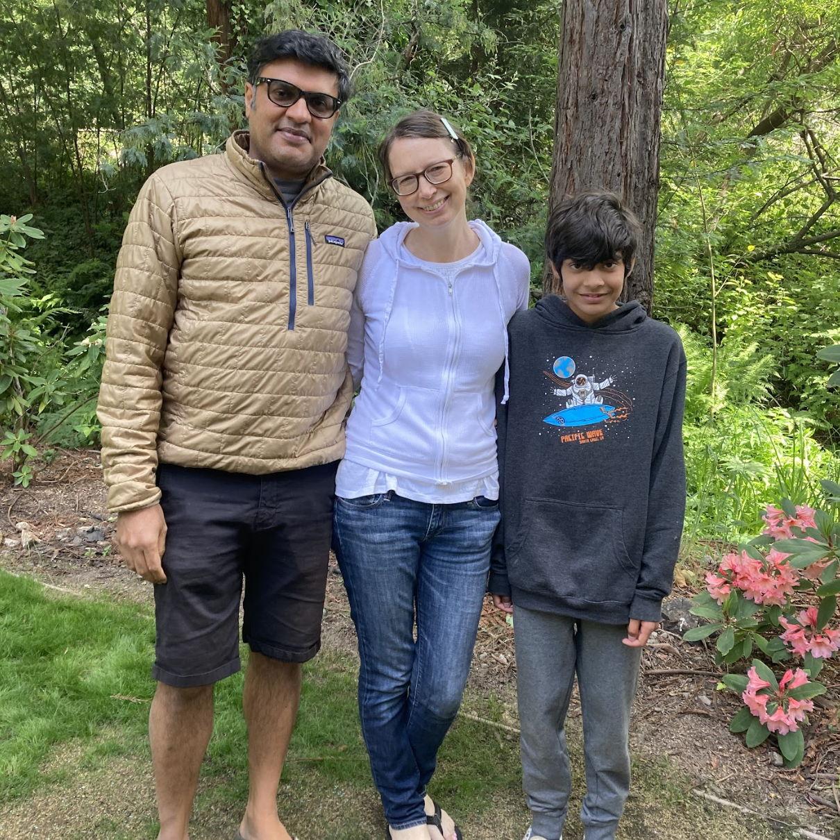 Bali, Meadow, & Sid, celebrating Meadow's birthday. Bonny Doon, June 2021.