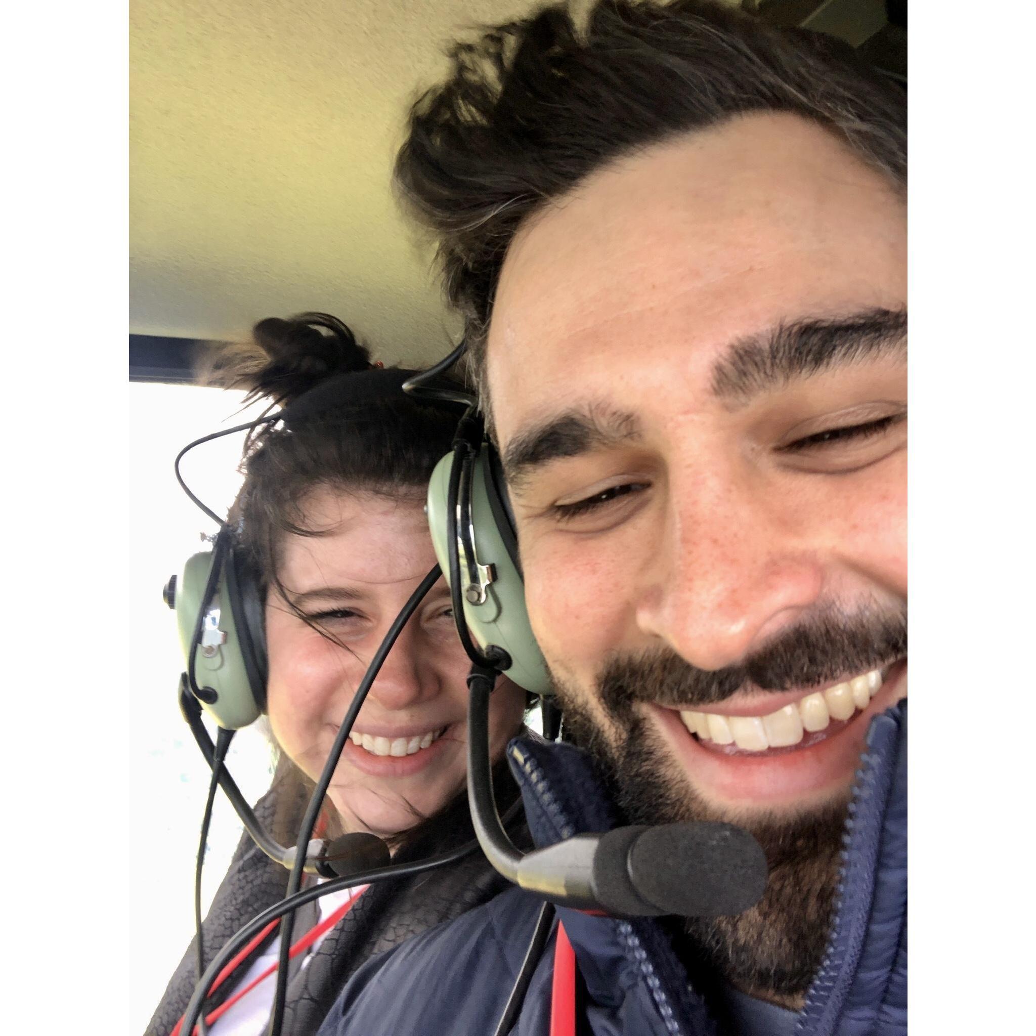 Us on the helicopter - so windy!