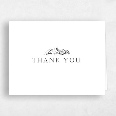 Dark Charcoal, White Wedding Thank You - Crispin Landscape