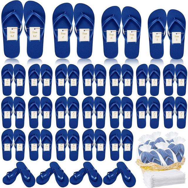 Unittype 24 Pairs Flip Flops Bulk for Wedding Guest Slippers Hotel Guest Spa Slippers Wedding Party Favors Flip Flops with Size Cards Drawstring Bags for Wedding Pool Party