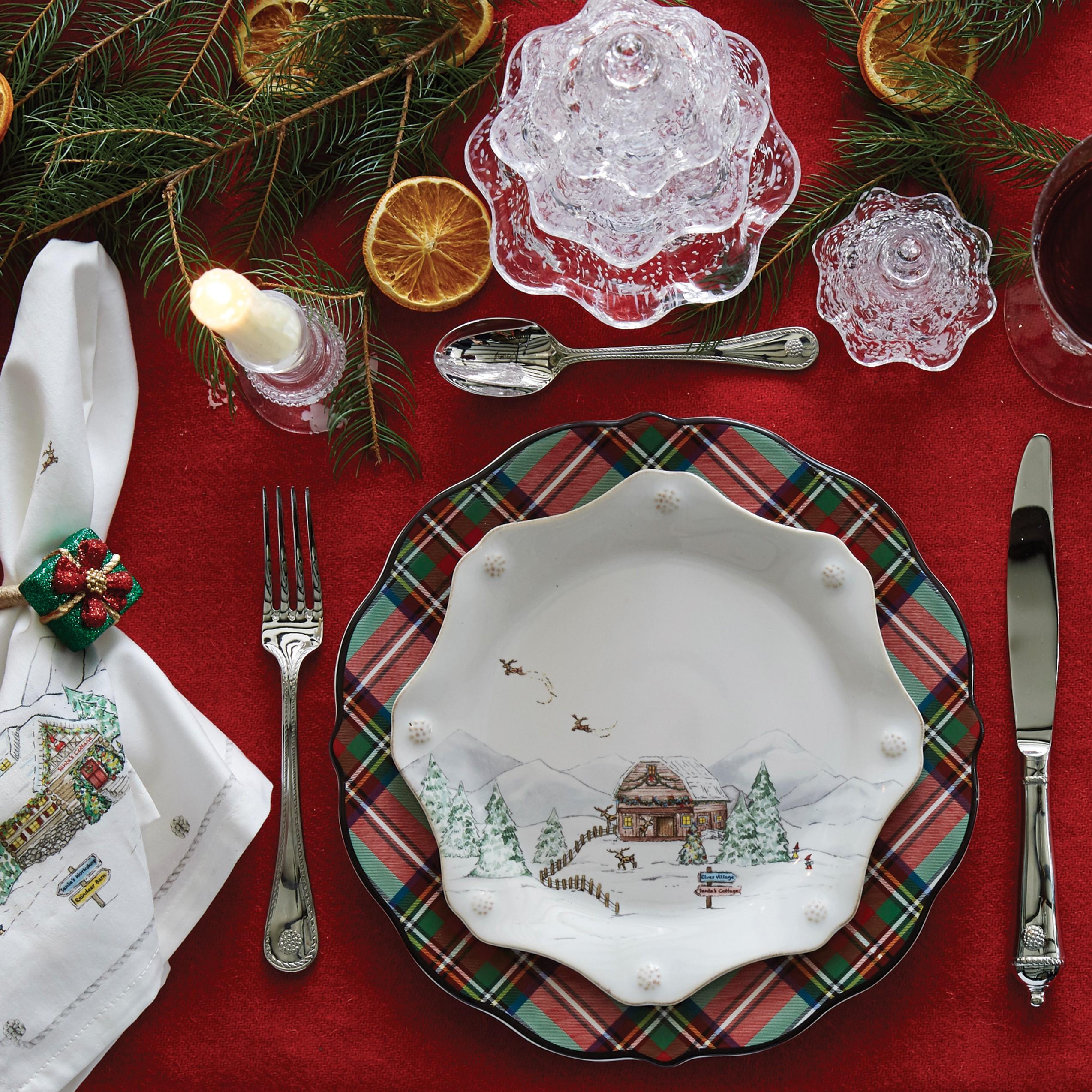 Juliska, Berry & Thread North Pole Scalloped Salad Plate, Set of 4