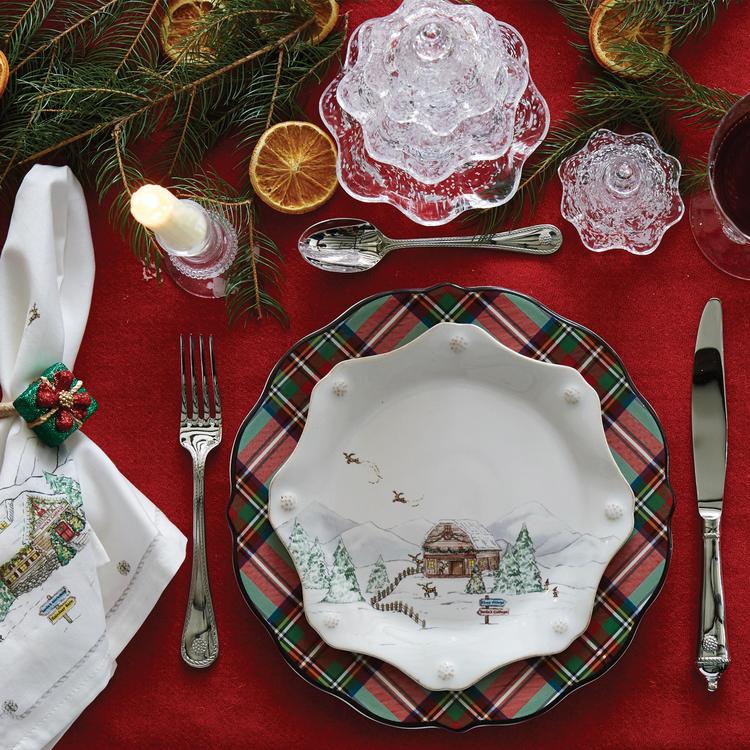 Juliska, Berry Thread North Pole Scalloped Salad Plate, Set of