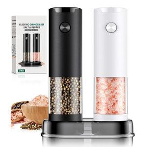 Electric Salt and Pepper Grinder Set Automatic Grinder for Kitchen Battery Pepper Mill Shakers Adjustable Coarseness Upgraded Larger Capacity with Led Gifts for Mom