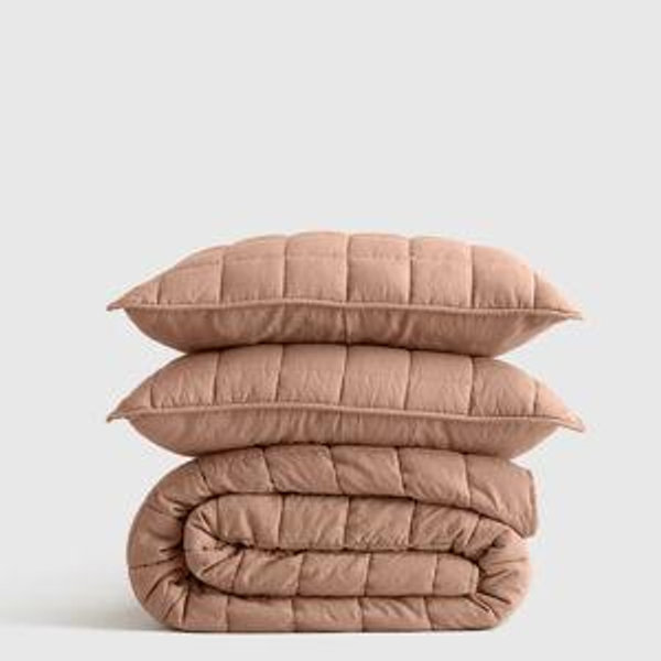 European Linen Box Quilt Set in Desert Sunset