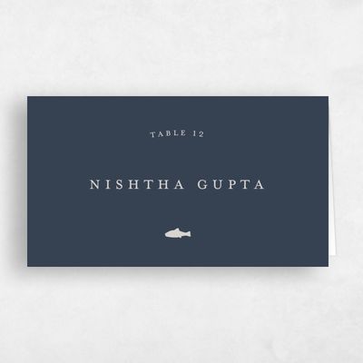 Blue Modern Wedding Place Card - Marvis Fish