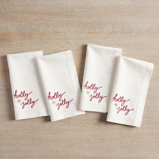 Holly Jolly Napkins, Set of 4 - White