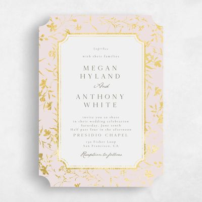 Pink Ticket Wedding Invitation - Vasara Portrait Foil