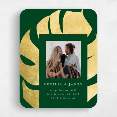 Green Rounded Wedding Save the Date - Maui Frame Foil