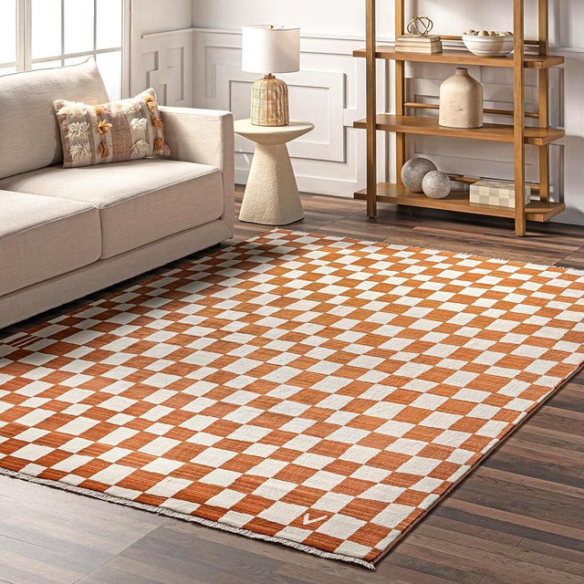 nuLOOM Fringed Performance Indoor Area Rug, Power Loomed, Easy Clean, Durable, Non-Shed, 5' x 8', Dominique Orange