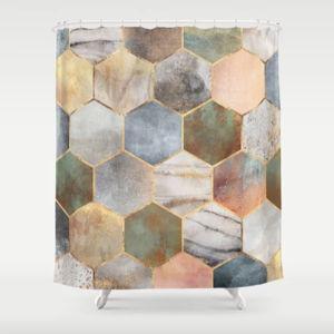 Pretty Hexagons Shower Curtain by Elisabeth Fredriksson | Society6