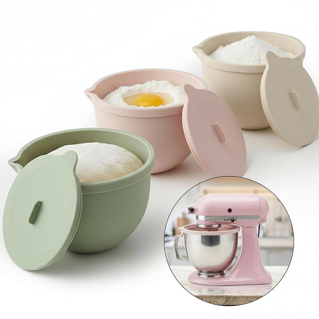 Silicone Bowl Insert – Silicone Bowl Liners for 5 Qt Stand Mixers, Food-Grade Non-Stick Easy-Clean Mixing Bowl Inserts, Dishwasher Safe – Pack of 3