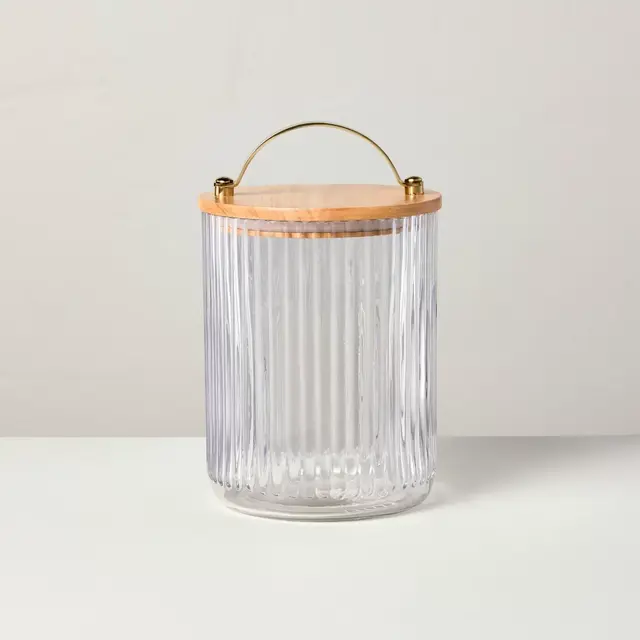 53oz Fluted Glass Storage Canister with Wood Lid - Hearth & Hand™ with Magnolia