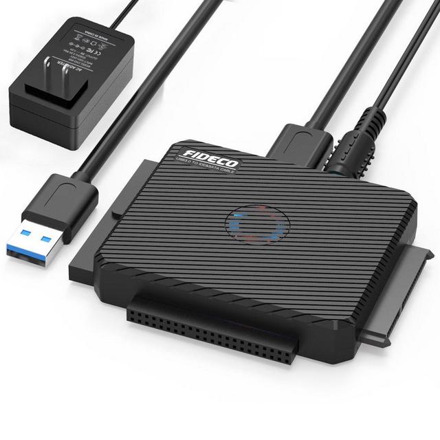 FIDECO SATA/IDE to USB 3.0 Adapter, Hard Drive Adapter Cable Converter for Universal 2.5/3.5 Inch IDE and SATA External HDD SSD, 5.25-Inch DVD-ROM/CD-ROM/CD-RW/DVD-RW/DVD+RW, Support 16TB (Cable PL03)
