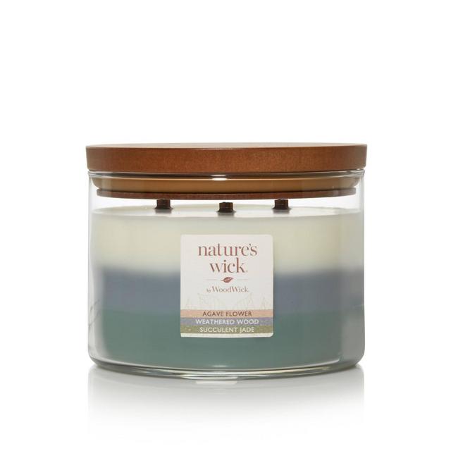 18oz Lidded Glass Jar Crackling Wooden 3-Wick Agave Flower Trio Candle - Nature's Wick