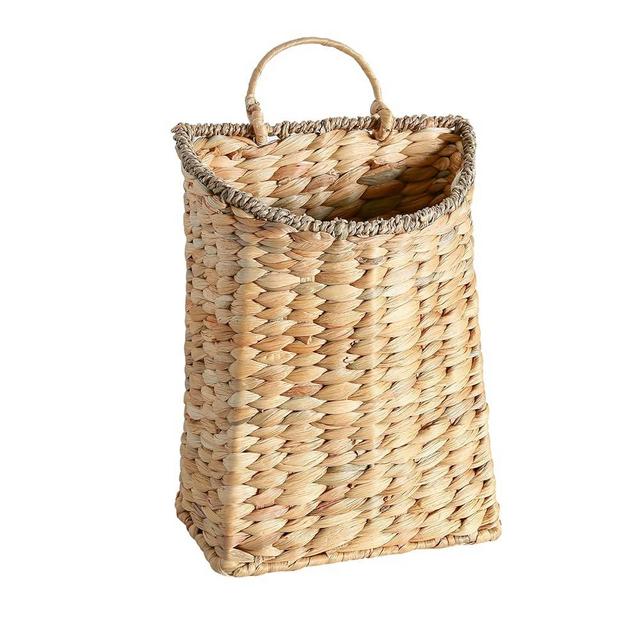 Woven Hanging Wall Basket, Rattan Wall Basket Planter, Front Door Hanger Basket Wreath for Plants,Outdoor Wicker Baskets for Wall,Door Baskets for Flowers Front Door Decor,8.6" D x 5.1" W x 11.6" H