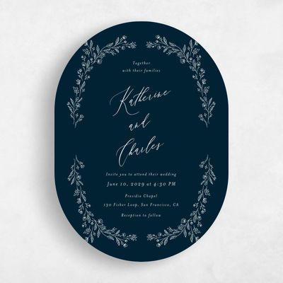 Blue Oval Wedding Invitation - Miette Classic
