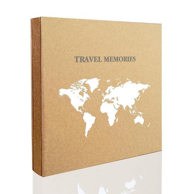 Holoary Photo Album 4x6 500 Photos 5 Pictures Per Page, 500 Pockets 4”x6”, Kraft Paper Cover Travel Design World Map Adventure Vacation