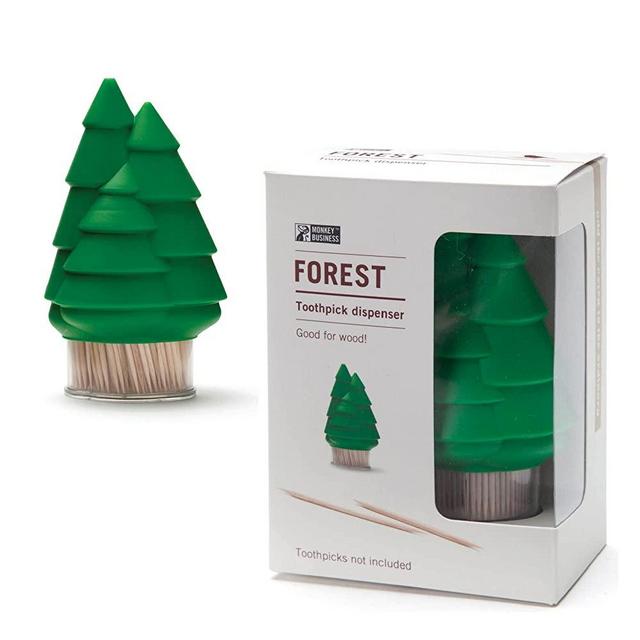 Monkey Business Forest: Fun Toothpick Dispenser | Fir Trees-Shaped Toothpick Holder Dispensing 1 Toothpick When Shaken | Cute Kitchen Accessories | Toothpicks not Included | Cool Kitchen Gadgets