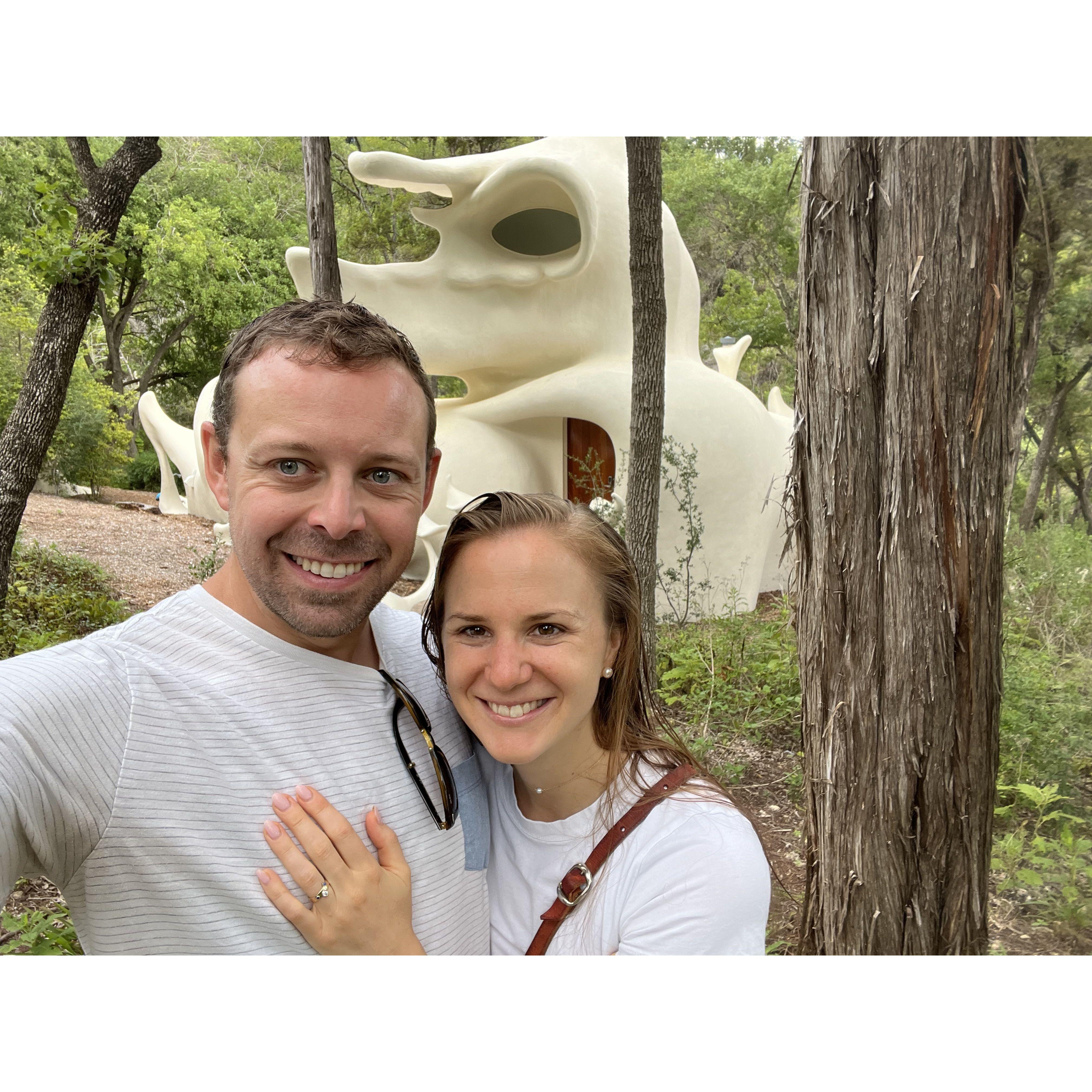 Outside the Airbnb for our engagement weekend