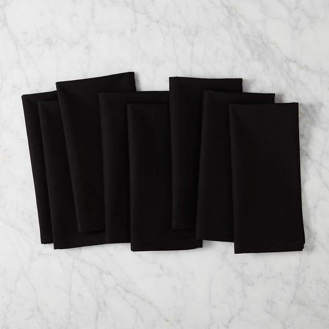 Set of 8 Poplin Black Napkins