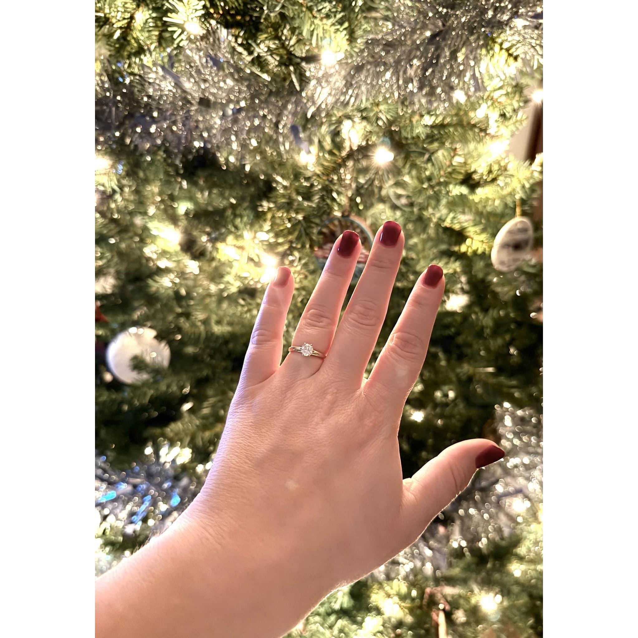 He proposed on Christmas Eve!! He wrapped the ring and asked me as I unwrapped the box!