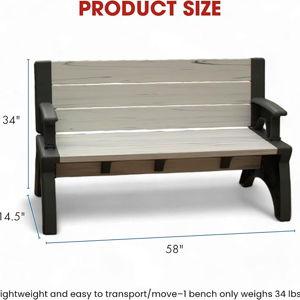Convert-a-Bench 2-in-1 Outdoor Bench & Picnic Table - Foldable, Weather-Resistant Seating - Perfect for Patio, Lawn, Garden, Deck - Durable Construction, Easy Assembly, 1 Bench/Order Mocha Driftwood