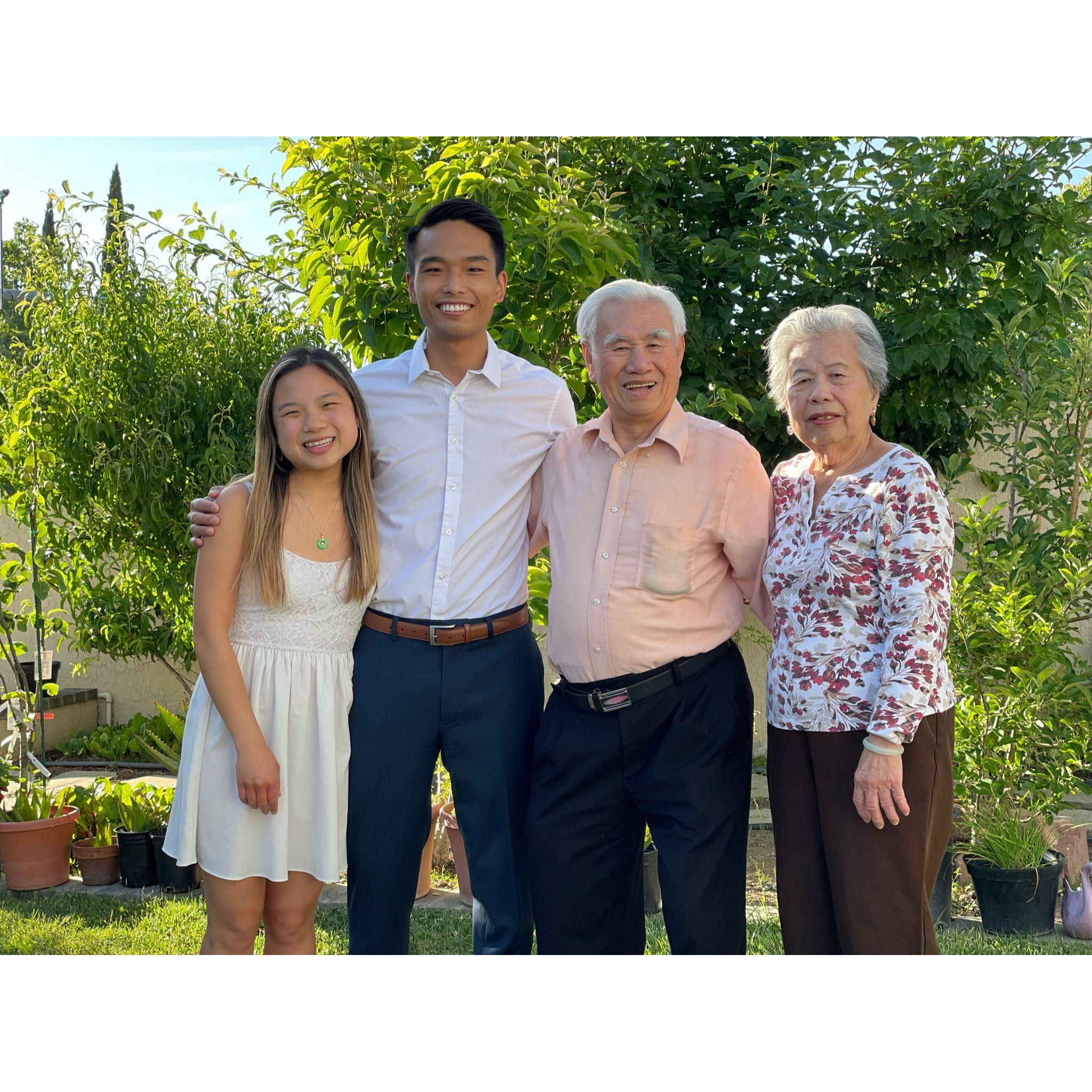 With Viv's grandparents in their backyard!