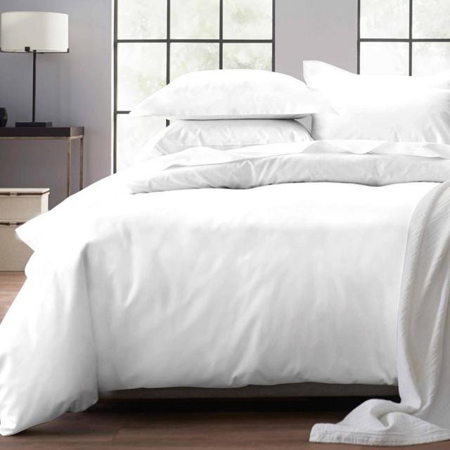 400 Thread Count 100% Cotton Pure White 3 Piece Duvet Cover - Full/Queen - California Design Den