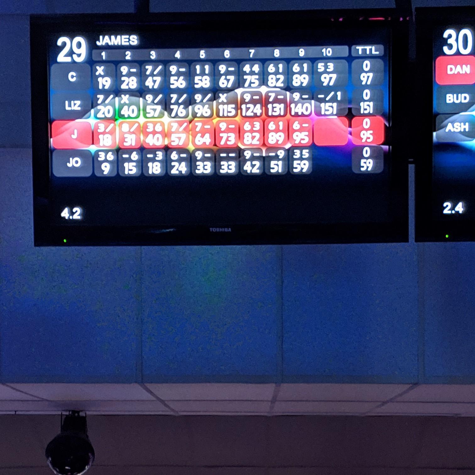 I totally kicked Johns butt at bowling!!!!! Thanks to James for having a birthday!