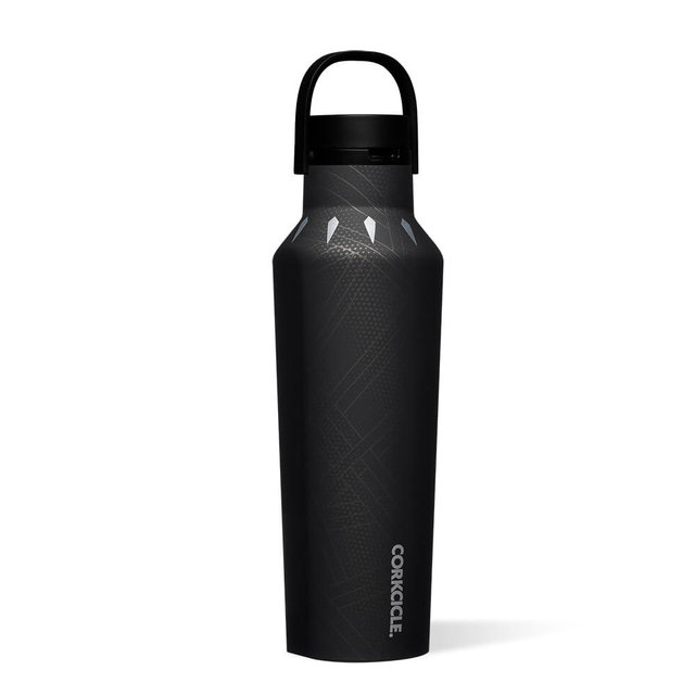 Corkcicle x Marvel Black Panther Sport Canteen Insulated Tumbler, 20 oz – Reusable Water Bottle Keeps Beverages Cold for 25 Hours & Hot 12 Hours – Cupholder Friendly Tumbler with Screw-On Cap