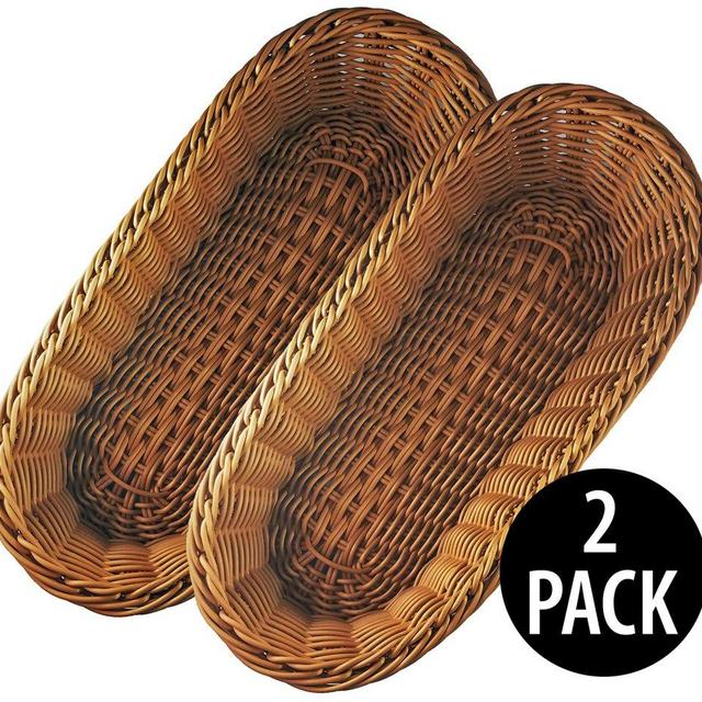 KOVOT Poly-Wicker Bread Basket Set of 2-14.5" Woven Polypropylene