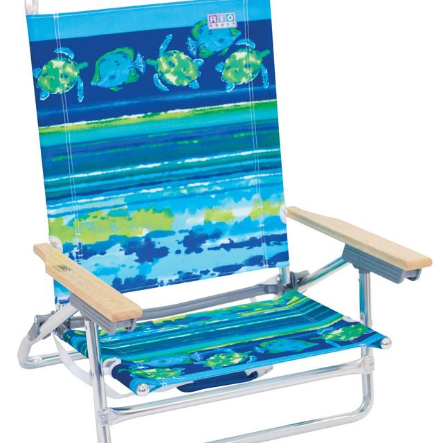 Rio Beach Classic 5 Position Lay Flat Folding Beach Chair in "Fish & Turtles"