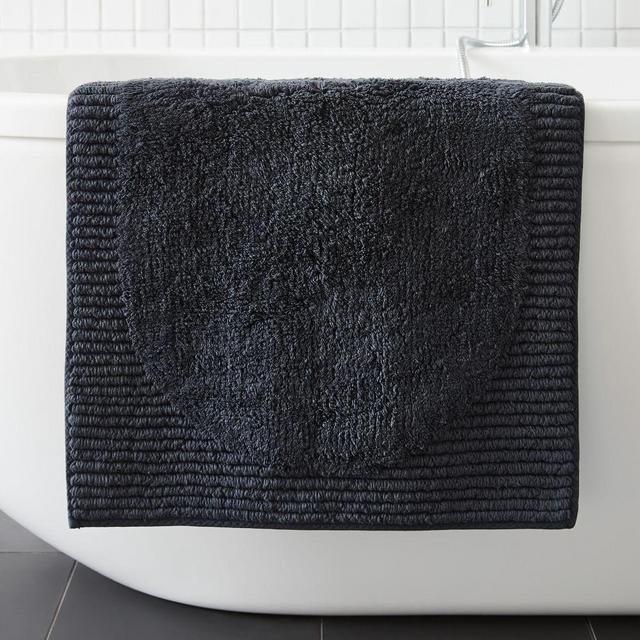 Organic Plush Border Bath Mat, White, 20"x34"