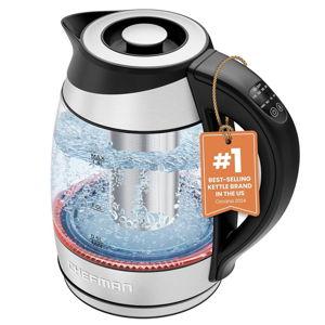 hefman Electric Kettle with Temperature Control, 5 Presets LED Indicator Lights, Removable Tea Infuser, Glass Tea Kettle & Hot Water Boiler