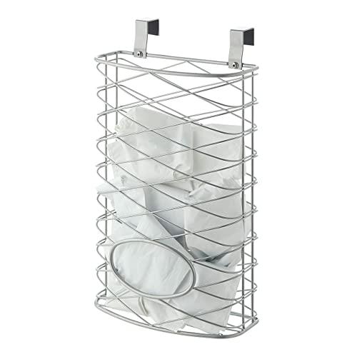 SunnyPoint Over Cabinet Kitchen Storage Organizer Holder or Basket - Hang Over Cabinet Doors in Kitchen/Pantry - Holds up to 50 Plastic Shopping Bags (SILVER)