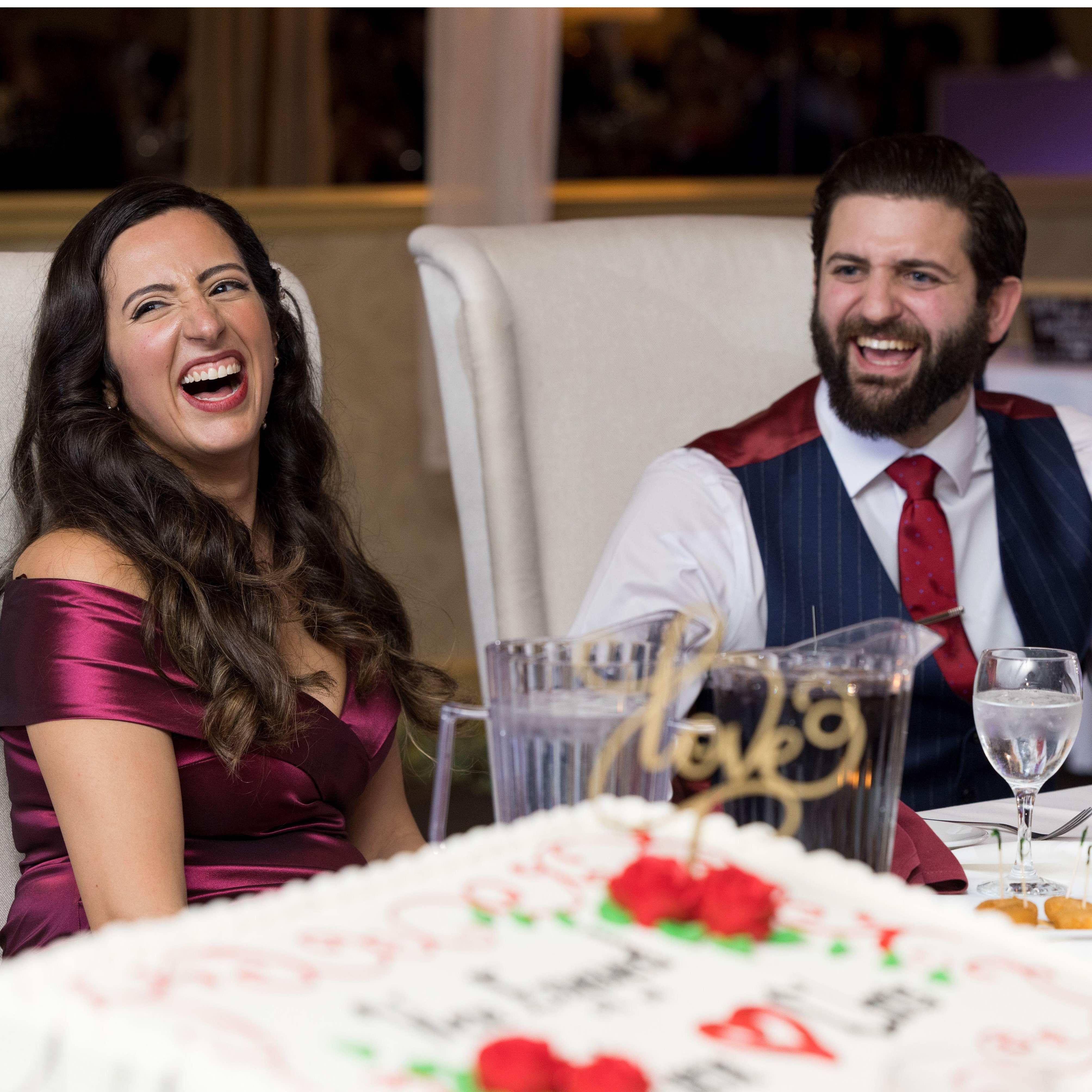 Celebrating at our engagement party surrounded by love!