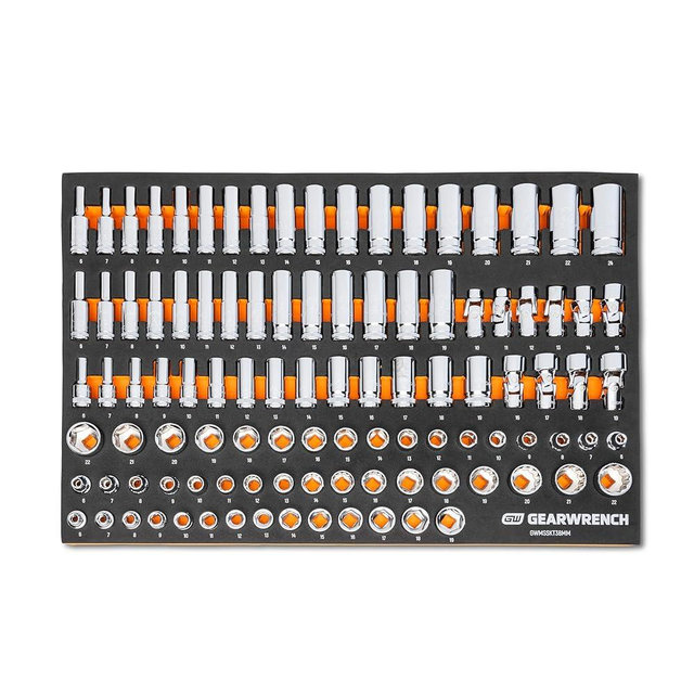 GEARWRENCH 104 Piece 3/8” Drive Master Metric Socket Set in Foam Storage Tray - GWMSSKT38MM