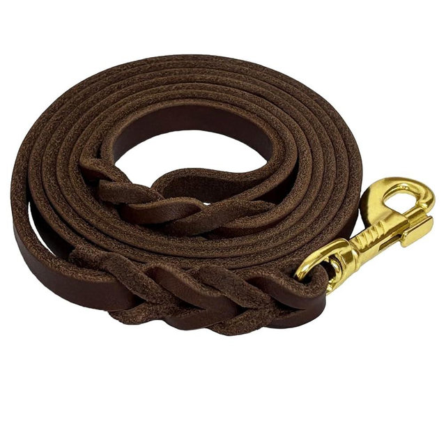 Leather Dog Leash 6ft x 1/2'', Heavy Duty Braided Dog Leashes with Rotating Clasp, Genuine Handmade Leather Dog Training Leash for Small Medium Dogs