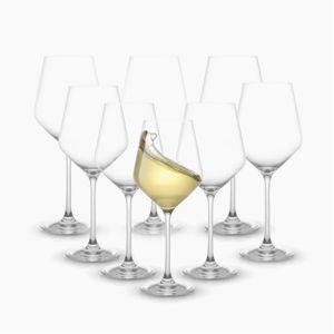 JoyJolt Layla Stemmed White Wine Glasses, Set of 8, 13.5oz (Set of 8)