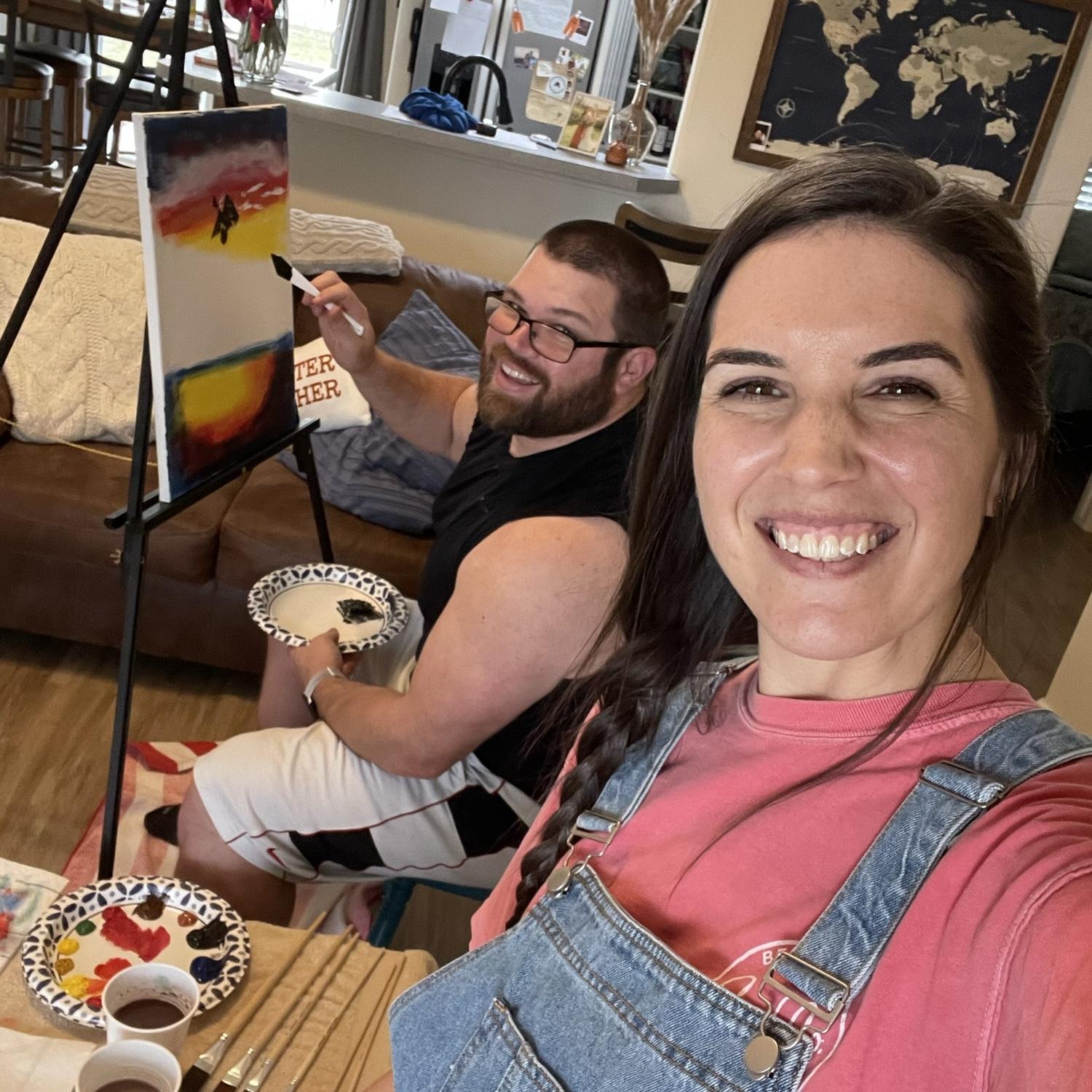 Valentine’s Day 2024 🥰 Bob Ross paint night that took us 5 hours