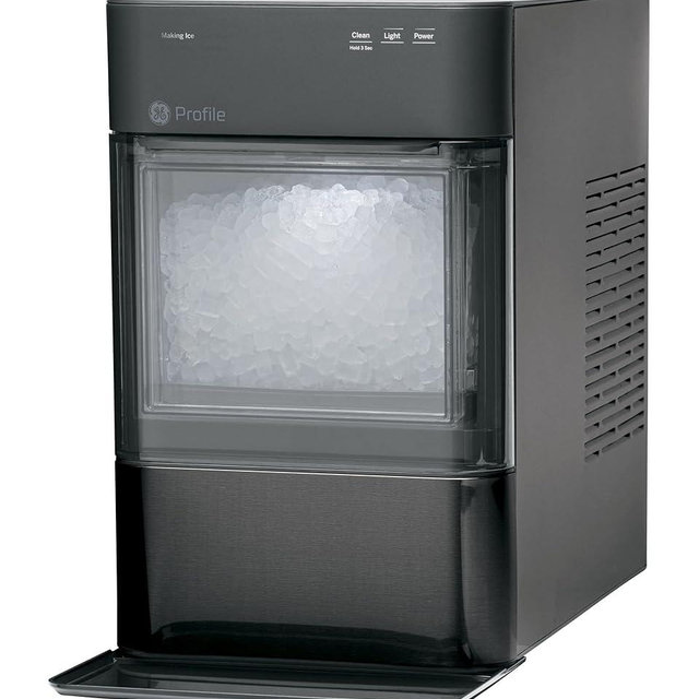 GE Profile Opal 2.0 | Countertop Nugget Ice Maker | Ice Machine with WiFi Connectivity | Smart Home Kitchen Essentials | Black Stainless (Renewed)
