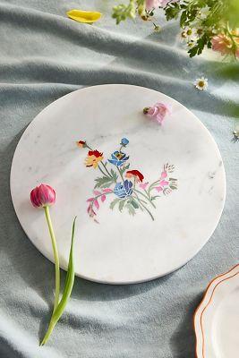 Bouquet Inlay Marble Serving Board